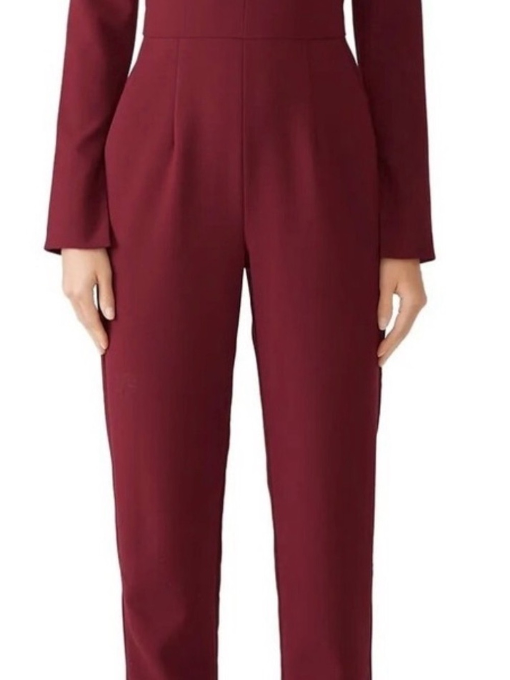 Black Halo Wine Red Tailored Jumpsuit